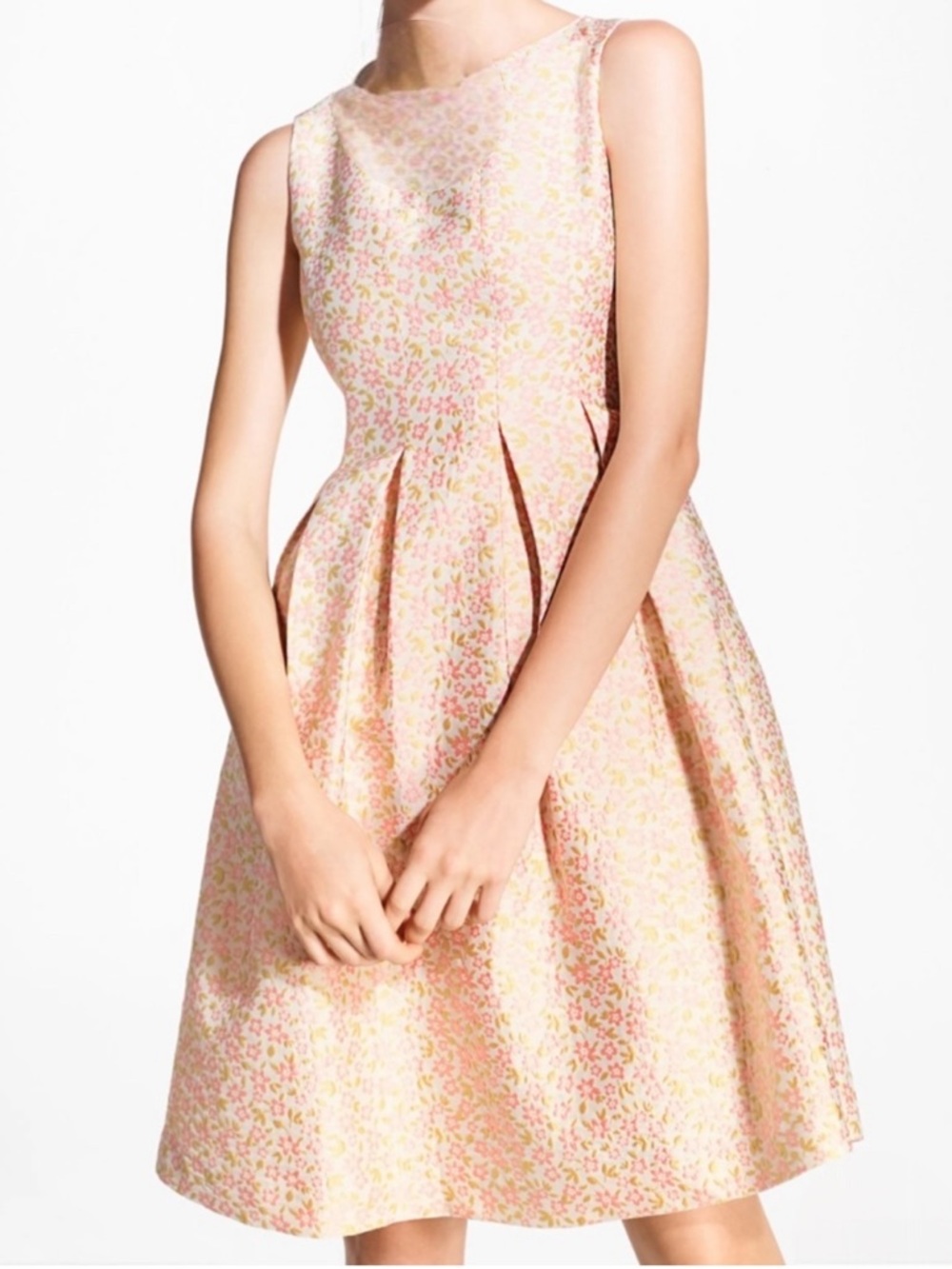 Brooks Brothers A-Line Floral Brocade Sleeveless Knee Length Dress Size 10 - Picture 1 of 10